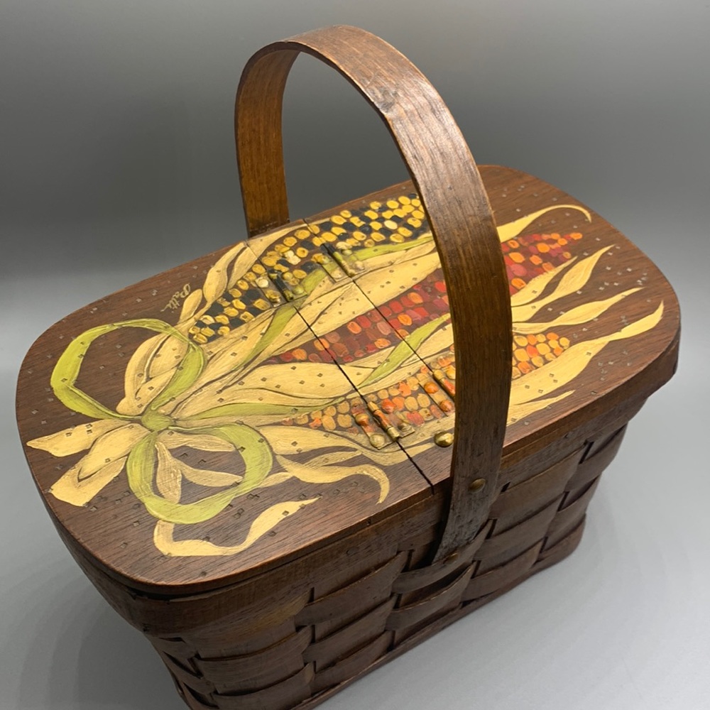 Vintage Fomerz Handmade in Spain Handpainted Corn Harvest Basket